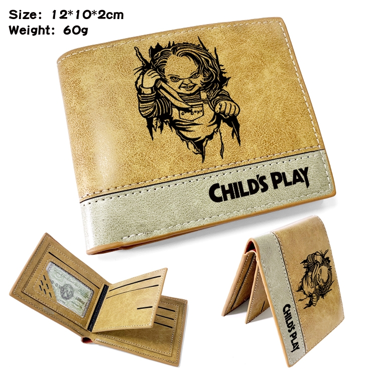 Chucky Anime high quality PU two fold embossed wallet 12X10X2CM 60G