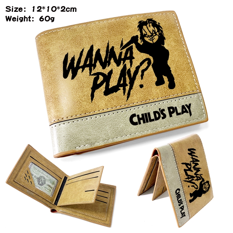 Chucky Anime high quality PU two fold embossed wallet 12X10X2CM 60G