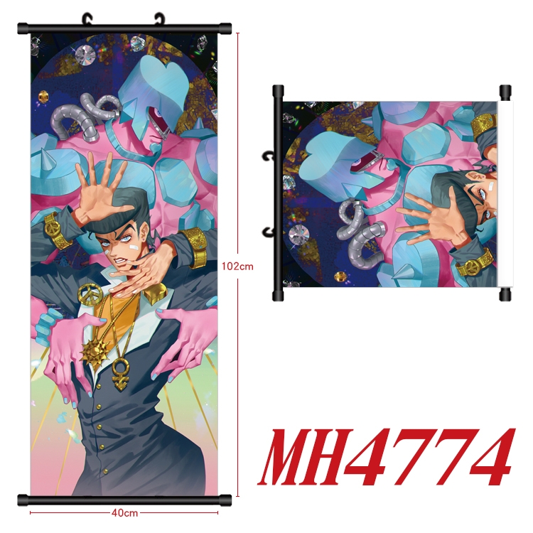JoJos Bizarre Adventure Anime black Plastic rod Cloth painting Wall Scroll 40X102CM  MH4774