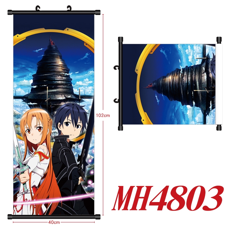 Sword Art Online Anime black Plastic rod Cloth painting Wall Scroll 40X102CM  MH4803