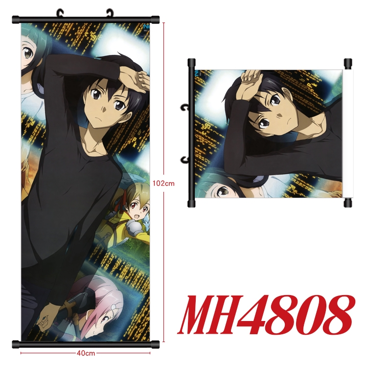 Sword Art Online Anime black Plastic rod Cloth painting Wall Scroll 40X102CM  MH4808