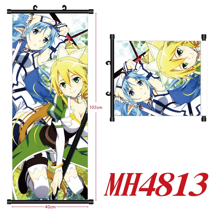 Sword Art Online Anime black Plastic rod Cloth painting Wall Scroll 40X102CM   MH4813