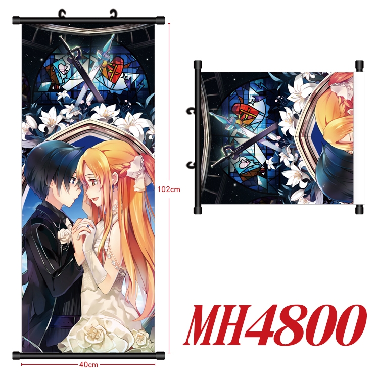 Sword Art Online Anime black Plastic rod Cloth painting Wall Scroll 40X102CM   MH4800
