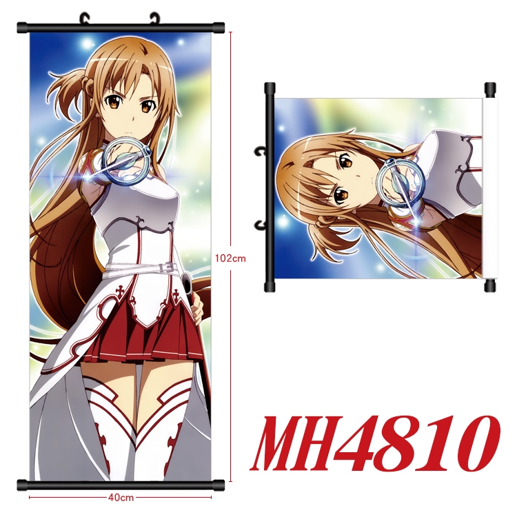 Sword Art Online Anime black Plastic rod Cloth painting Wall Scroll 40X102CM   MH4810