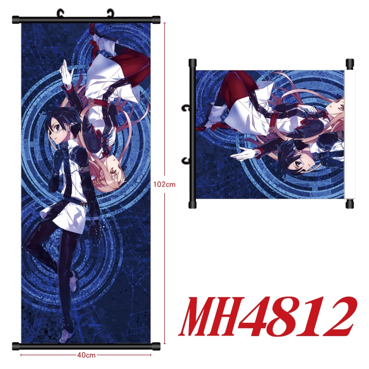 Sword Art Online Anime black Plastic rod Cloth painting Wall Scroll 40X102CM   MH4812