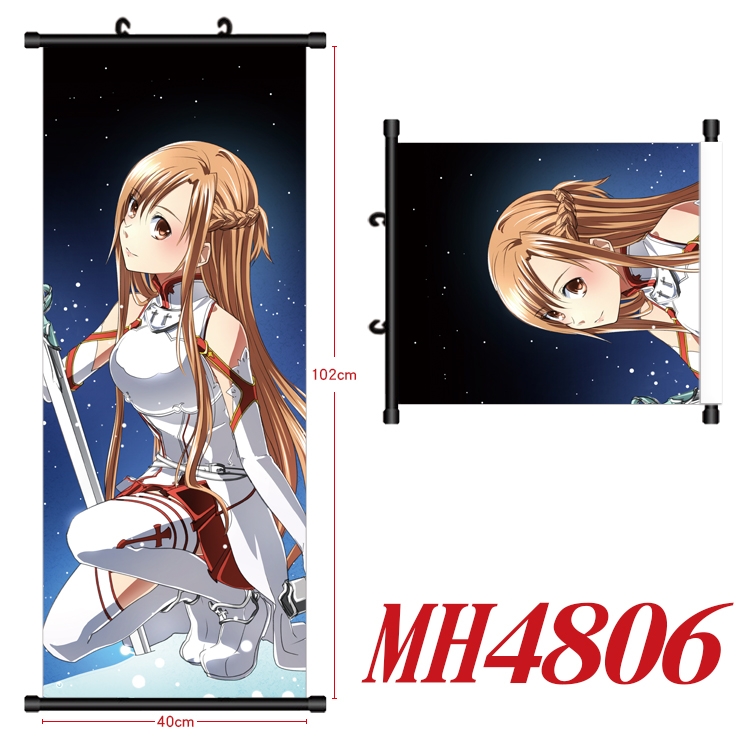 Sword Art Online Anime black Plastic rod Cloth painting Wall Scroll 40X102CM  MH4806