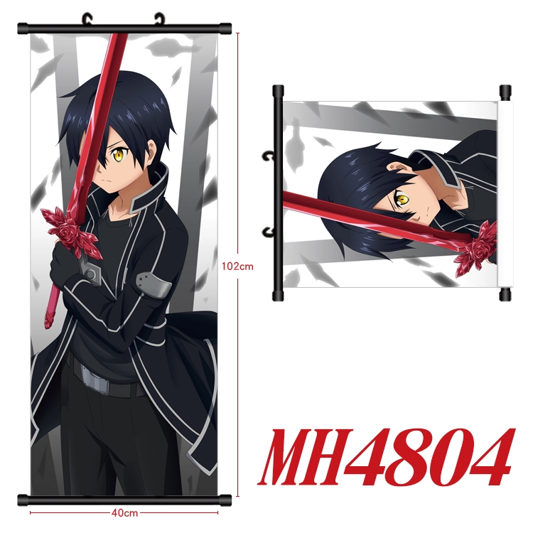 Sword Art Online Anime black Plastic rod Cloth painting Wall Scroll 40X102CM  MH4804