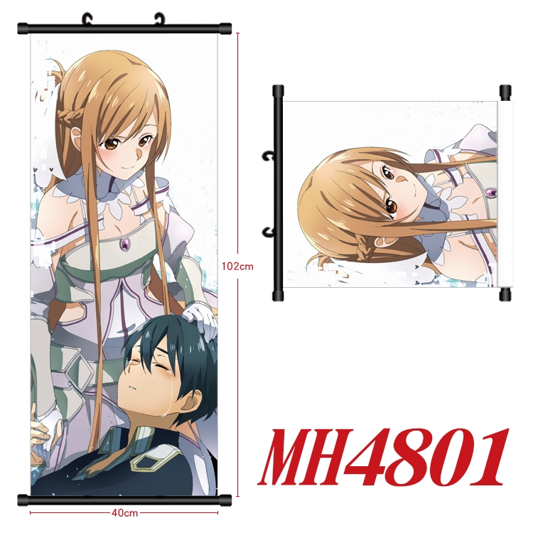 Sword Art Online Anime black Plastic rod Cloth painting Wall Scroll 40X102CM  MH4801