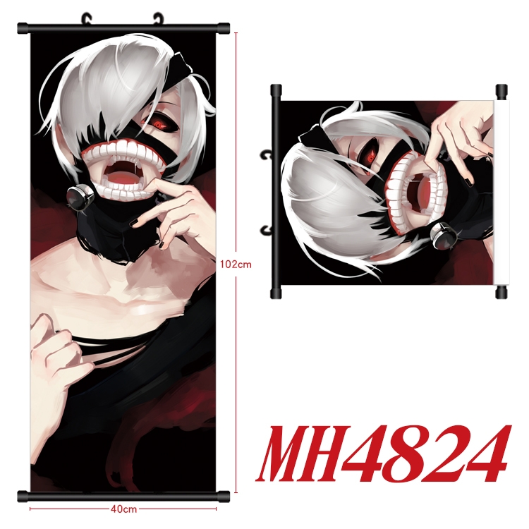 Tokyo Ghoul  Anime black Plastic rod Cloth painting Wall Scroll 40X102CM      MH4824