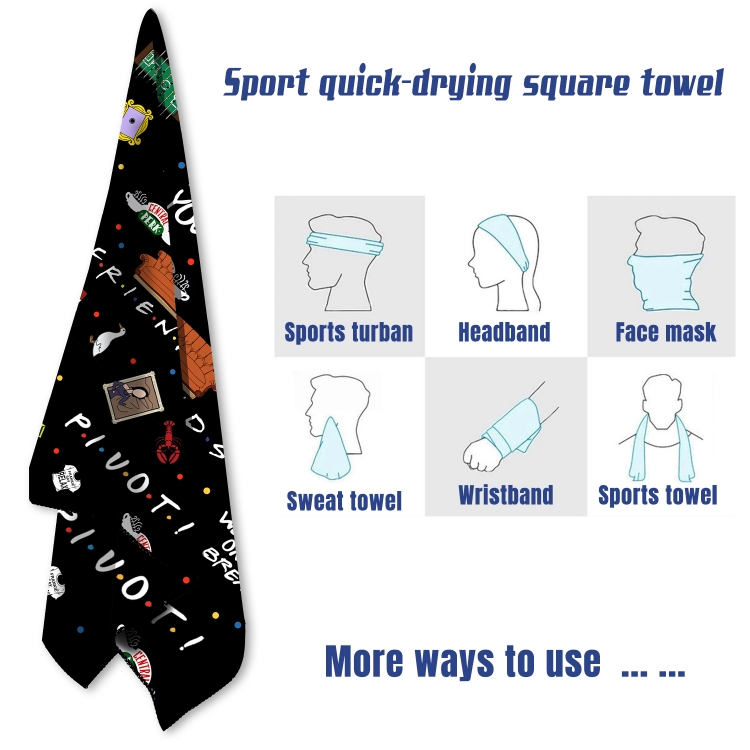Friends sports towel sweat-absorbent towel turban 58X58CM  price for 2 pcs