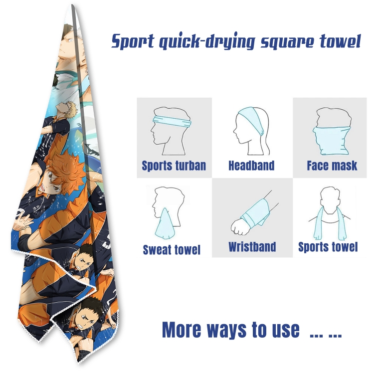 Haikyuu!!  sports towel sweat-absorbent towel turban 58X58CM  price for 2 pcs 