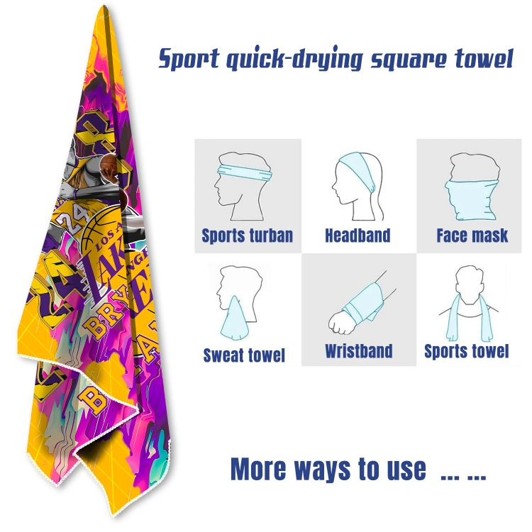 KObe sports towel sweat-absorbent towel turban 58X58CM  price for 2 pcs