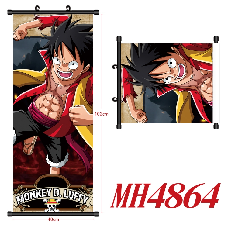 One Piece Anime black Plastic rod Cloth painting Wall Scroll 40X102CM   MH4864