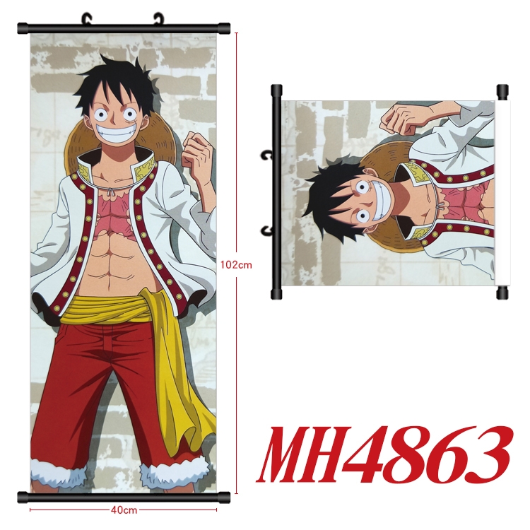 One Piece Anime black Plastic rod Cloth painting Wall Scroll 40X102CM   MH4863