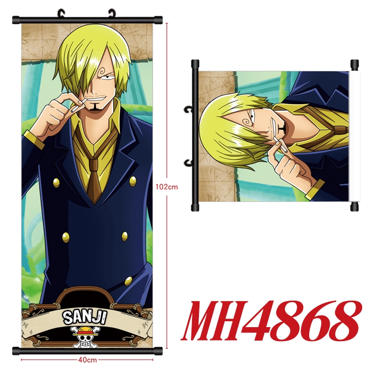 One Piece Anime black Plastic rod Cloth painting Wall Scroll 40X102CM   MH4868