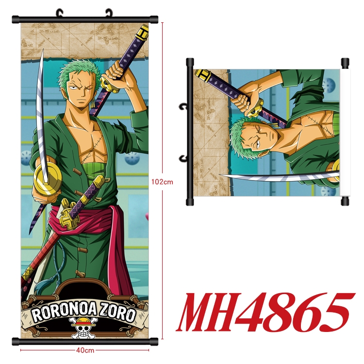 One Piece Anime black Plastic rod Cloth painting Wall Scroll 40X102CM   MH4865