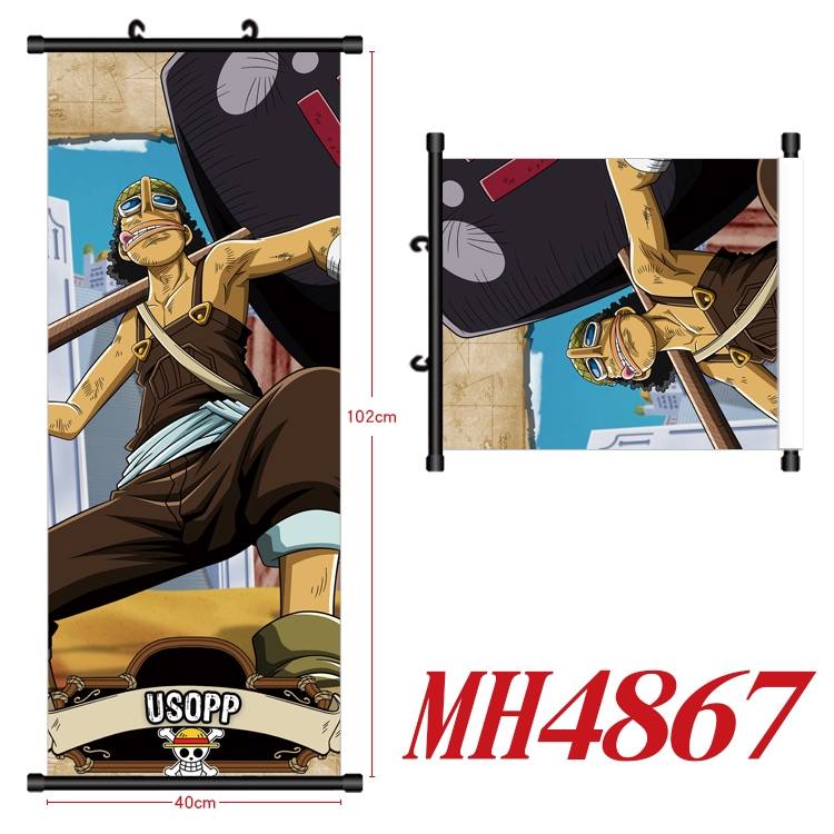 One Piece Anime black Plastic rod Cloth painting Wall Scroll 40X102CM  MH4867