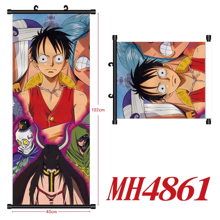 One Piece Anime black Plastic rod Cloth painting Wall Scroll 40X102CM  MH4861