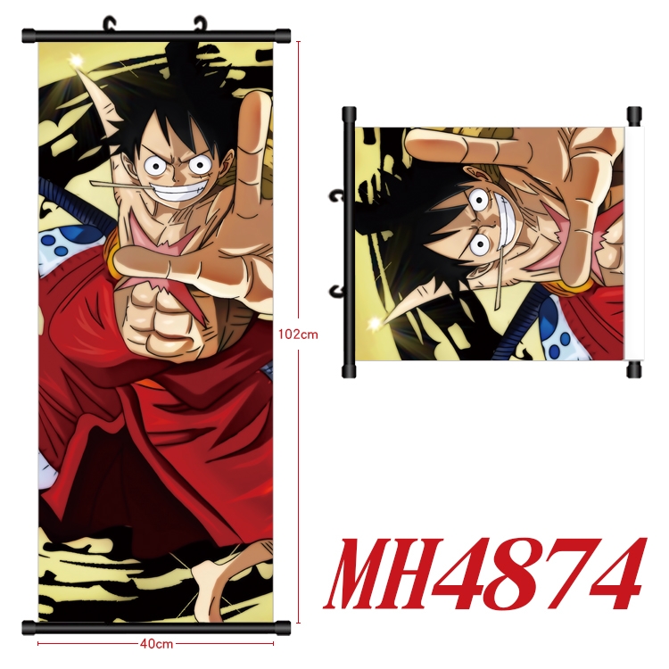 One Piece Anime black Plastic rod Cloth painting Wall Scroll 40X102CM   MH4874
