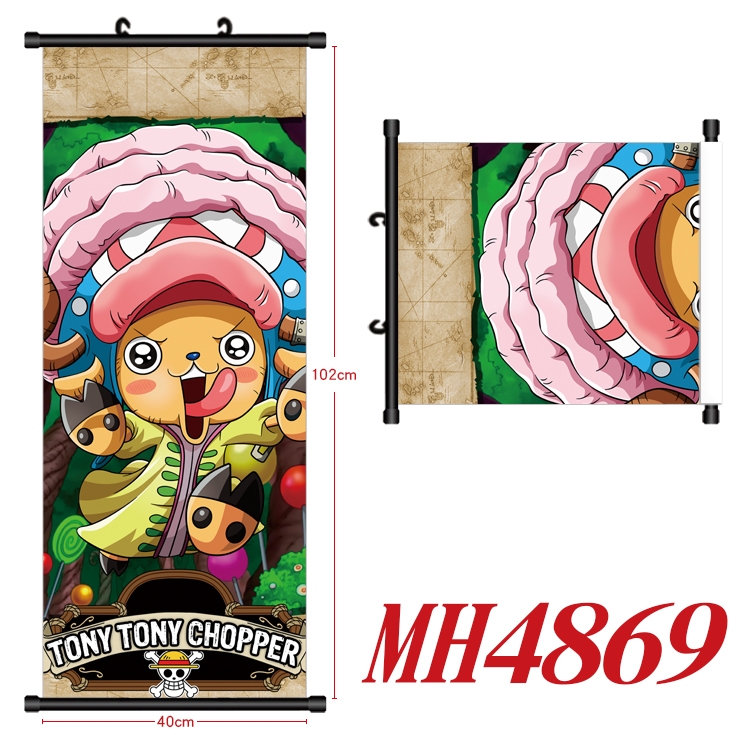 One Piece Anime black Plastic rod Cloth painting Wall Scroll 40X102CM   MH4869