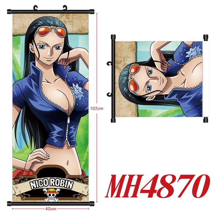 One Piece Anime black Plastic rod Cloth painting Wall Scroll 40X102CM   MH4870