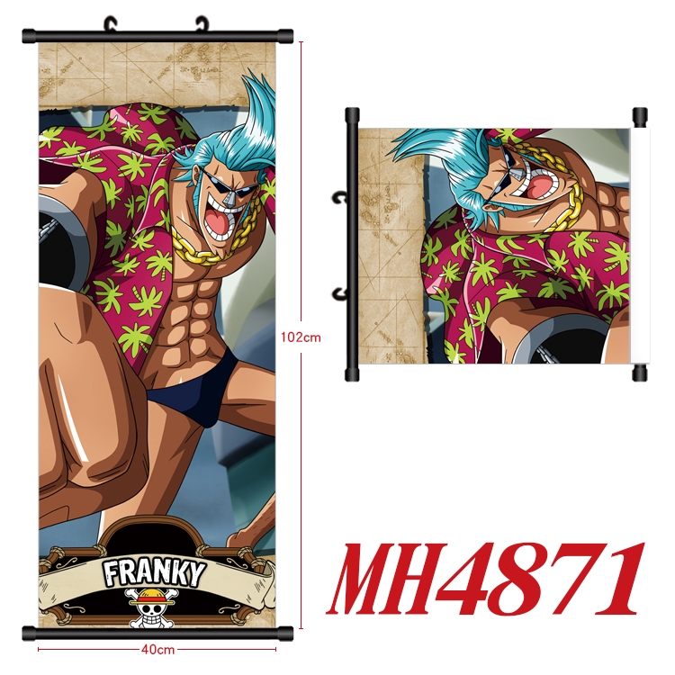 One Piece Anime black Plastic rod Cloth painting Wall Scroll 40X102CM  MH4871