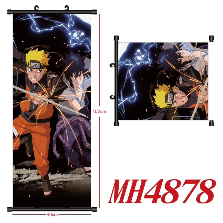 Naruto Anime black Plastic rod Cloth painting Wall Scroll 40X102CM  MH4878