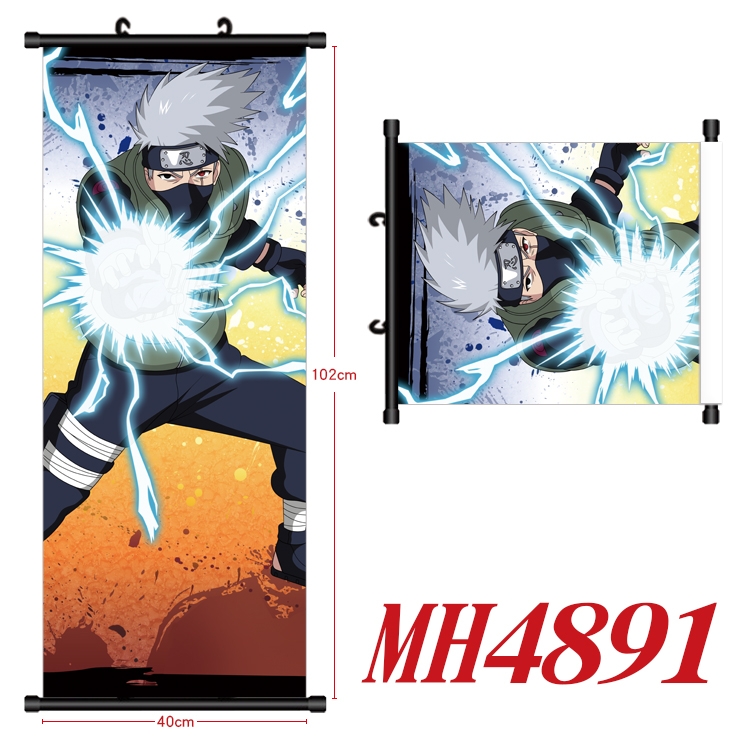 Naruto Anime black Plastic rod Cloth painting Wall Scroll 40X102CM  MH4891