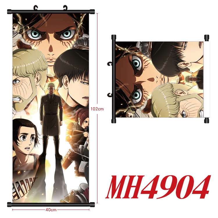 Shingeki no Kyojin Anime black Plastic rod Cloth painting Wall Scroll 40X102CM MH4904