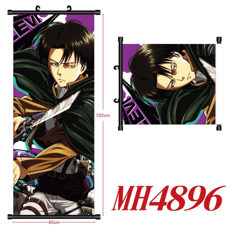 Shingeki no Kyojin Anime black Plastic rod Cloth painting Wall Scroll 40X102CM  MH4896