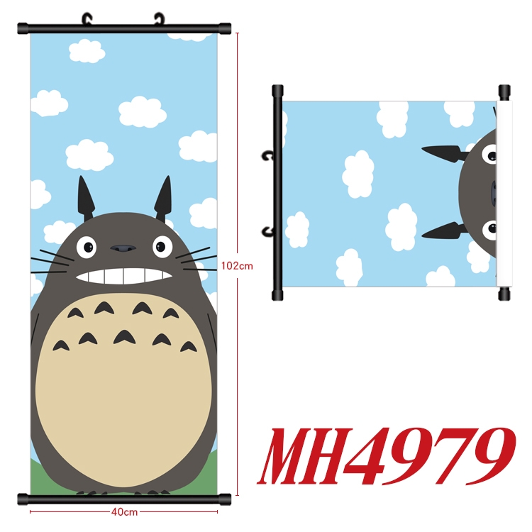 TOTORO Anime black Plastic rod Cloth painting Wall Scroll 40X102CM  MH4979