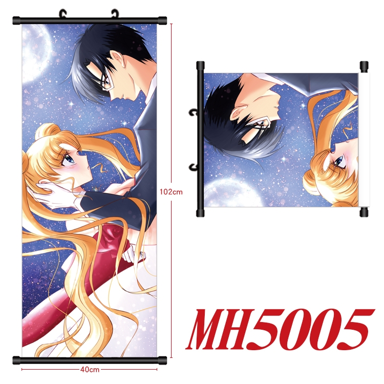 sailormoon Anime black Plastic rod Cloth painting Wall Scroll 40X102CM  MH5005