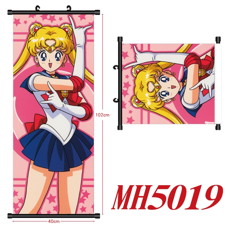 sailormoon Anime black Plastic rod Cloth painting Wall Scroll 40X102CM  MH5019