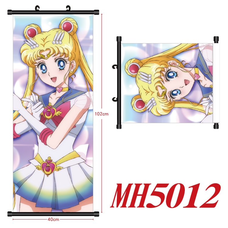sailormoon Anime black Plastic rod Cloth painting Wall Scroll 40X102CM  MH5012