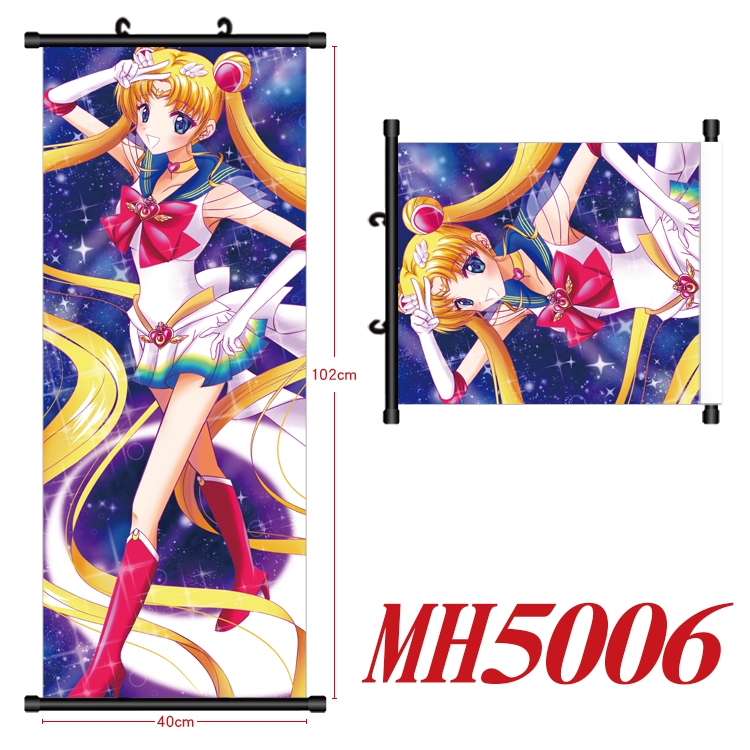 sailormoon Anime black Plastic rod Cloth painting Wall Scroll 40X102CM  MH5006