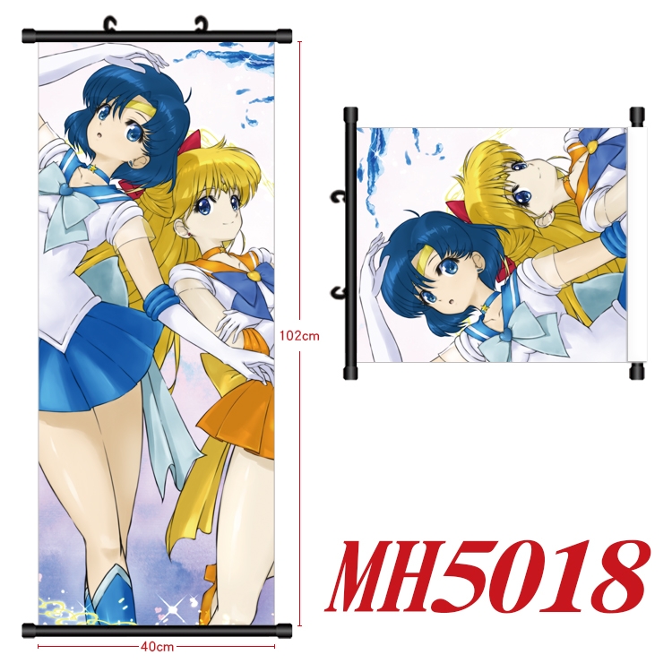 sailormoon Anime black Plastic rod Cloth painting Wall Scroll 40X102CM  MH5018