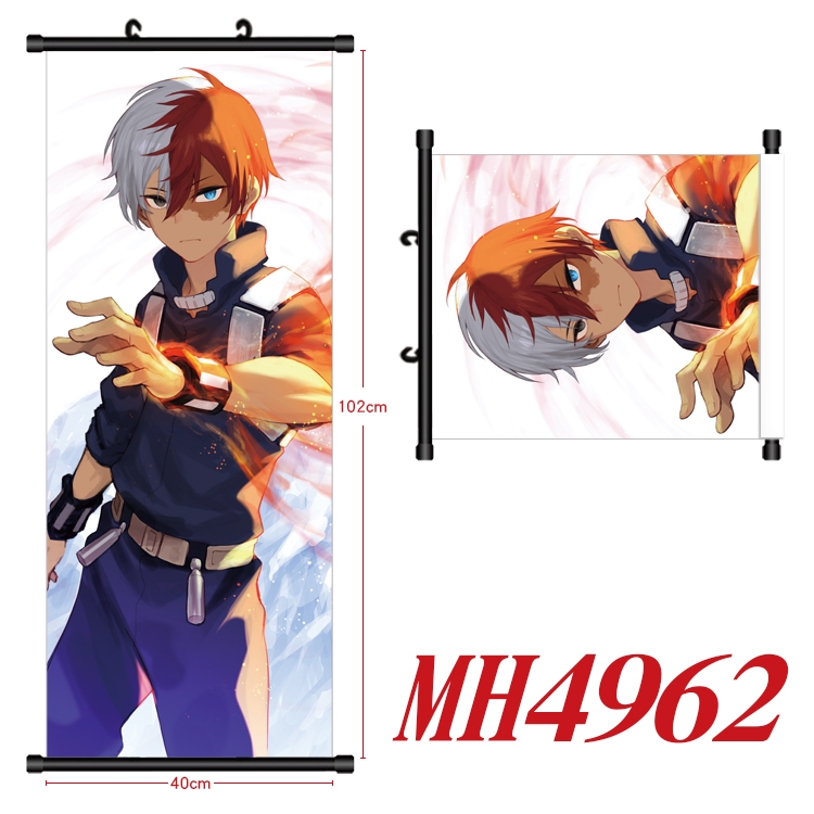 My Hero Academia Anime black Plastic rod Cloth painting Wall Scroll 40X102CM  MH4962