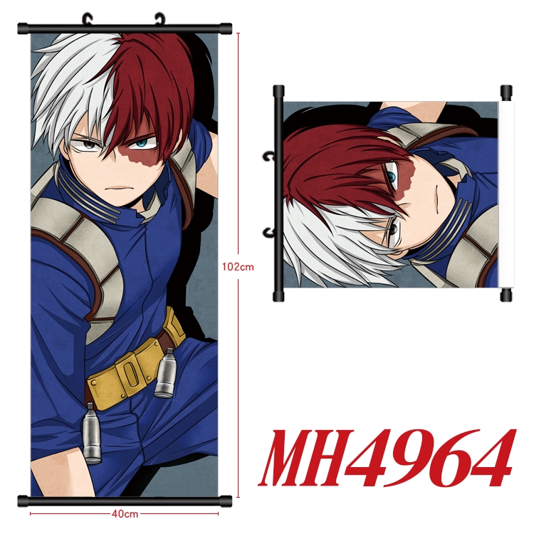 My Hero Academia Anime black Plastic rod Cloth painting Wall Scroll 40X102CM  MH4964