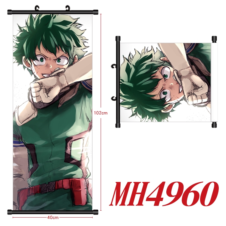 My Hero Academia Anime black Plastic rod Cloth painting Wall Scroll 40X102CM  MH4960