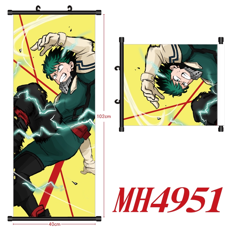 My Hero Academia Anime black Plastic rod Cloth painting Wall Scroll 40X102CM  MH4951