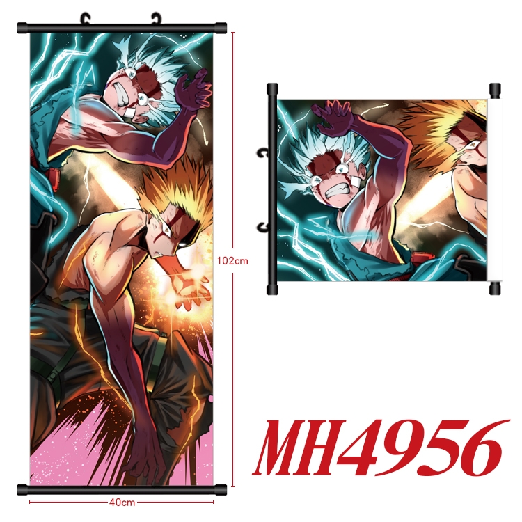 My Hero Academia Anime black Plastic rod Cloth painting Wall Scroll 40X102CM  MH4956