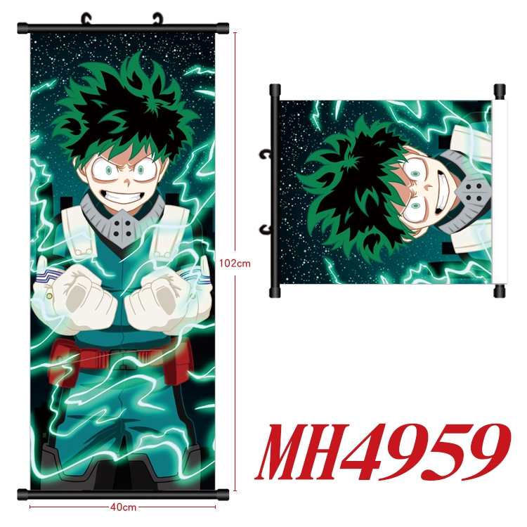 My Hero Academia Anime black Plastic rod Cloth painting Wall Scroll 40X102CM  MH4959