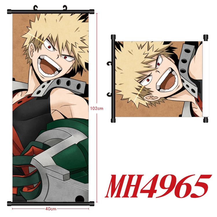 My Hero Academia Anime black Plastic rod Cloth painting Wall Scroll 40X102CM  MH4965