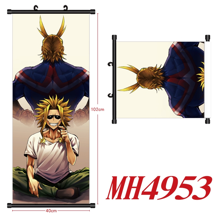 My Hero Academia Anime black Plastic rod Cloth painting Wall Scroll 40X102CM  MH4953