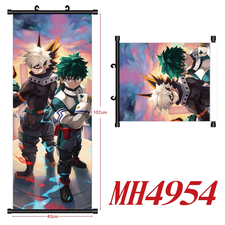 My Hero Academia Anime black Plastic rod Cloth painting Wall Scroll 40X102CM  MH4954