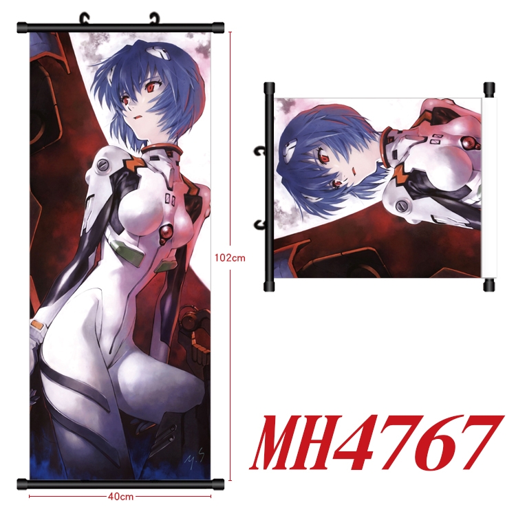 EVA Anime black Plastic rod Cloth painting Wall Scroll 40X102CM  MH4767