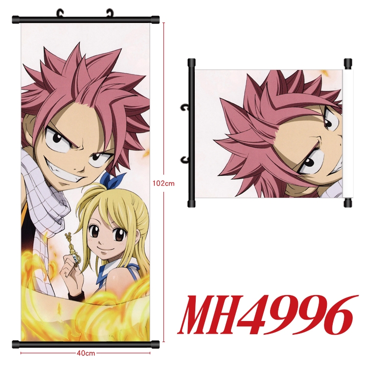 Fairy tail Anime black Plastic rod Cloth painting Wall Scroll 40X102CM  MH4996