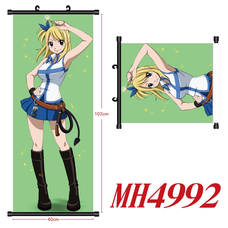 Fairy tail Anime black Plastic rod Cloth painting Wall Scroll 40X102CM  MH4992
