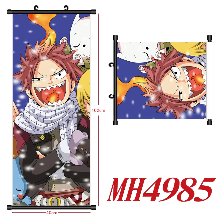 Fairy tail Anime black Plastic rod Cloth painting Wall Scroll 40X102CM  MH4985