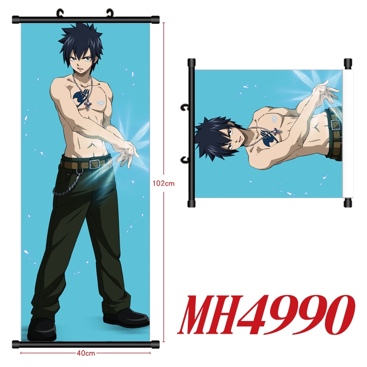 Fairy tail Anime black Plastic rod Cloth painting Wall Scroll 40X102CM  MH4990